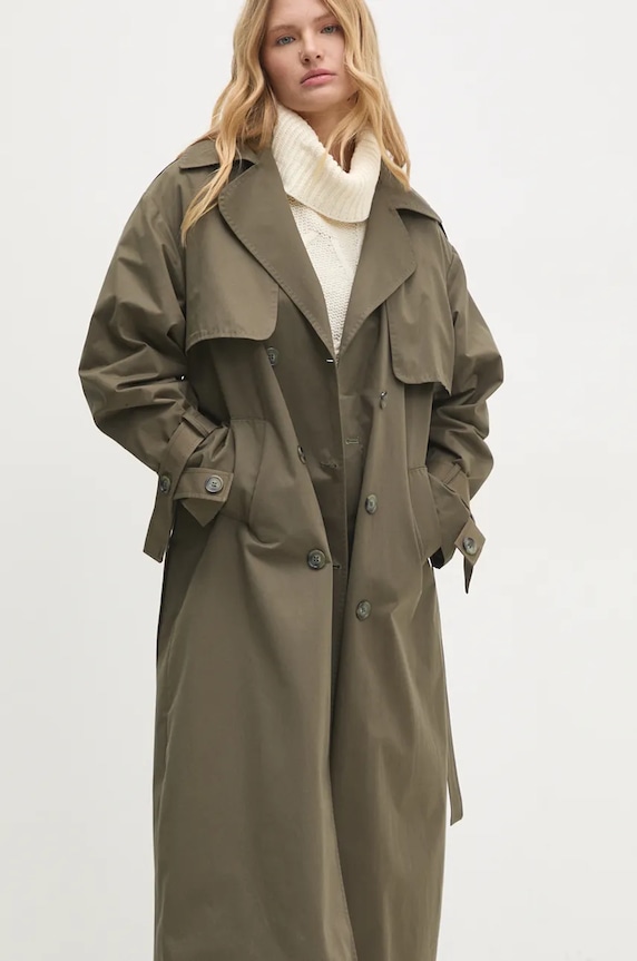 Trench kabát Answear.LAB nezateplené zelená 2528.TLK