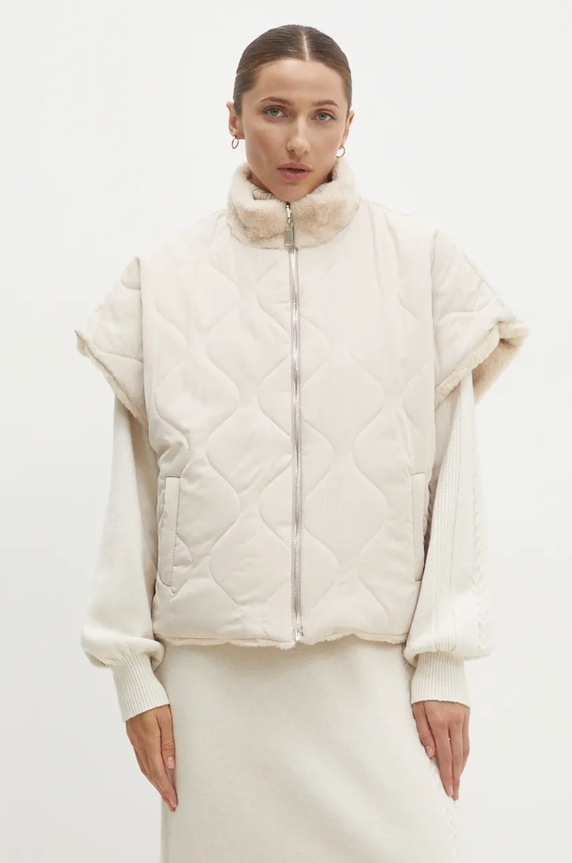 Answear Lab kurtka dwustronna oversize beżowy X2834.hos