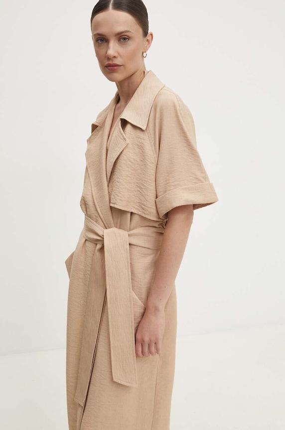 Answear.LAB sukienka z lnem 250206.HWK brązowy WZ24