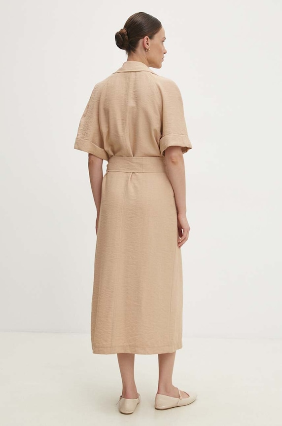 Odzież Answear.LAB sukienka z lnem 250206.HWK brązowy