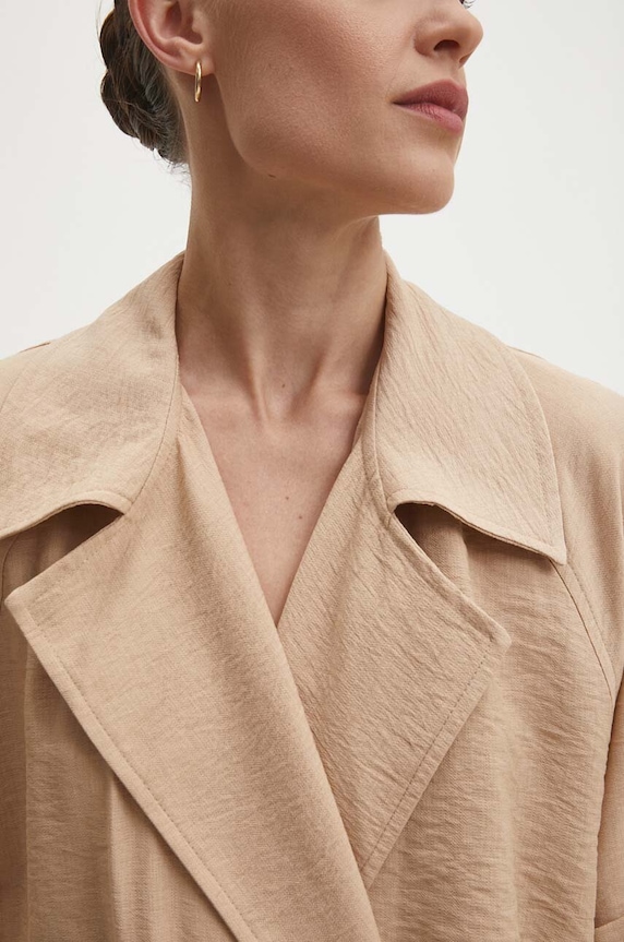 Answear.LAB sukienka z lnem 250206.HWK brązowy