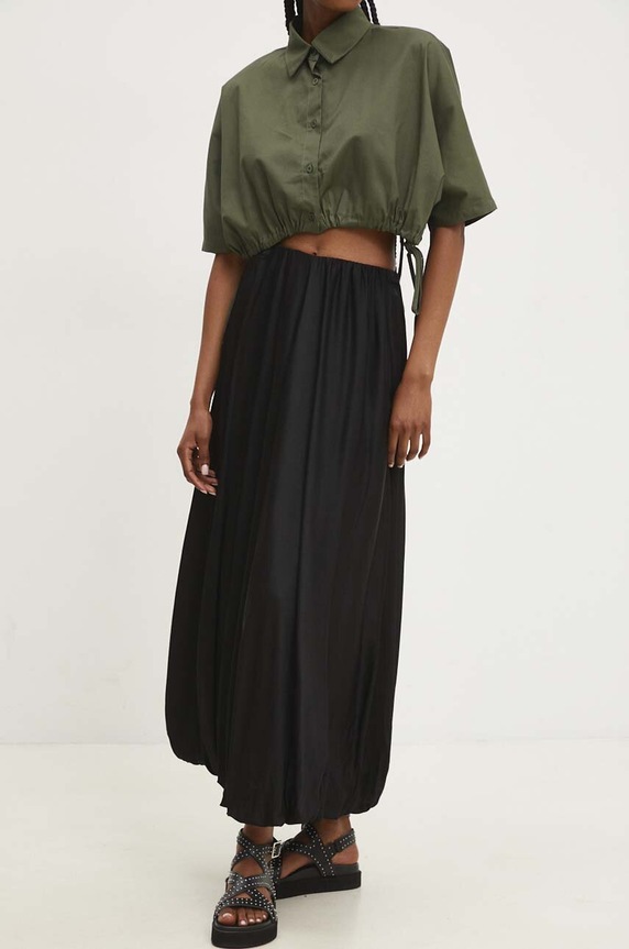 Answear.LAB selyem szoknya sima fekete el830651.fh