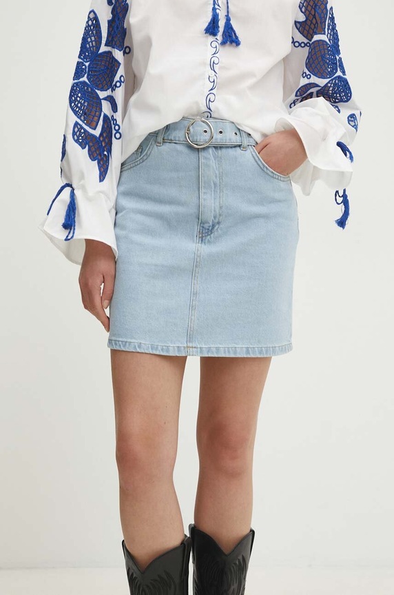 Τζιν φούστα Answear.LAB casual μπλε e27.6166.TMS