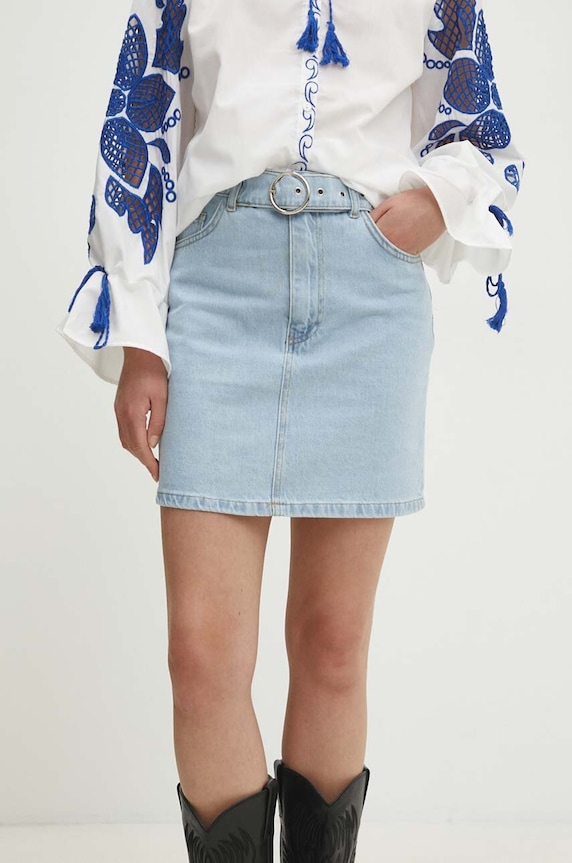 Τζιν φούστα Answear.LAB casual μπλε e27.6166.TMS