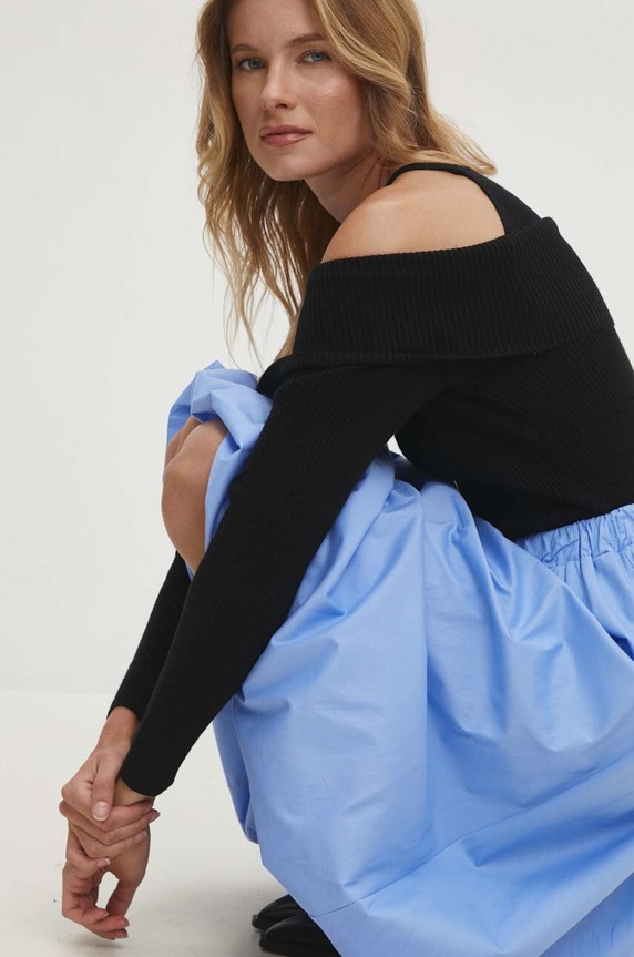 Answear Lab spódnica z elastanem niebieski 67055.ims