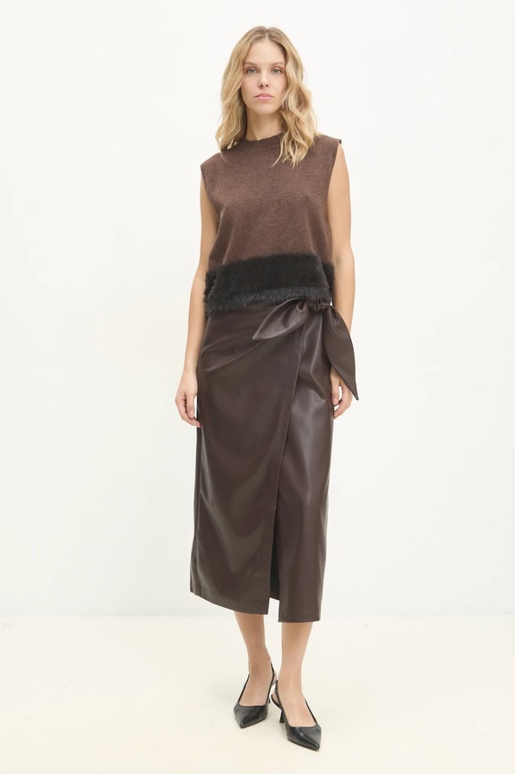 Answear.LAB spódnica b9123c.ilk brązowy WZ24