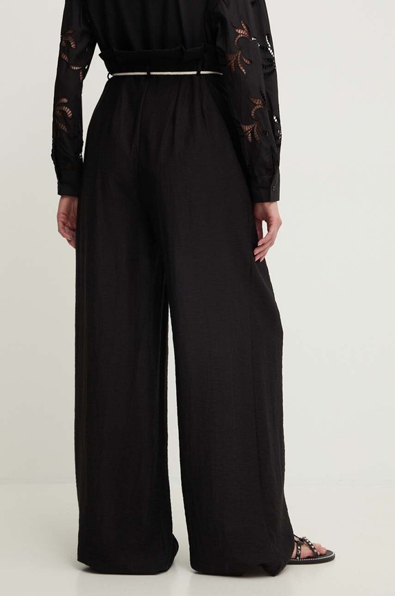 Îmbrăcăminte Answear Lab pantaloni din in L8683.HMS negru