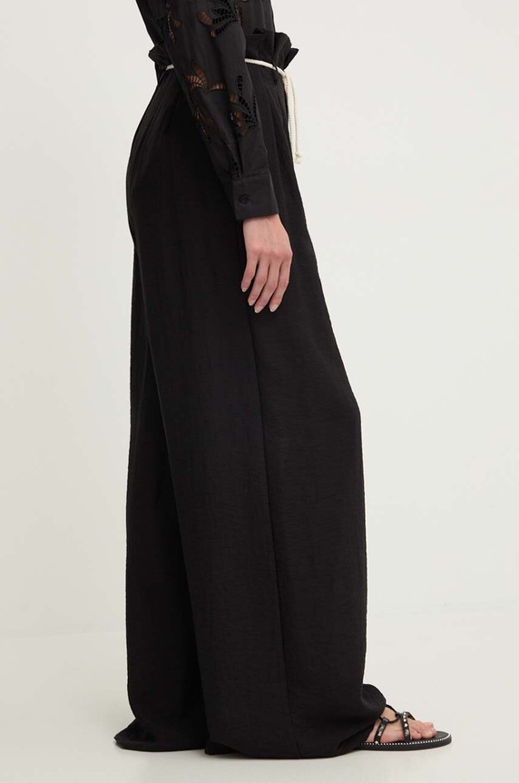 Answear Lab pantaloni din in negru L8683.HMS