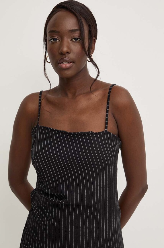 Answear.LAB sukienka z lnem czarny hALD0977.fh