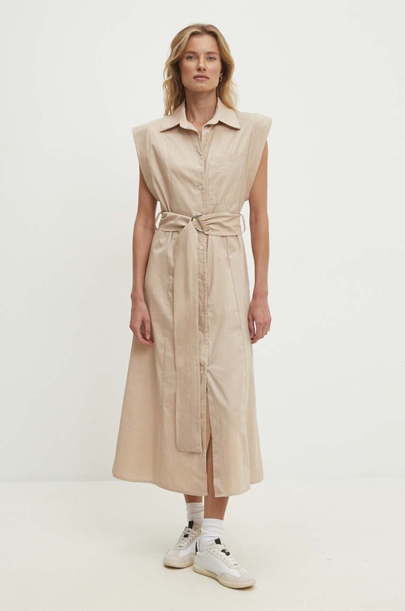 Βαμβακερό φόρεμα Answear.LAB 57237.ims μπεζ WZ24