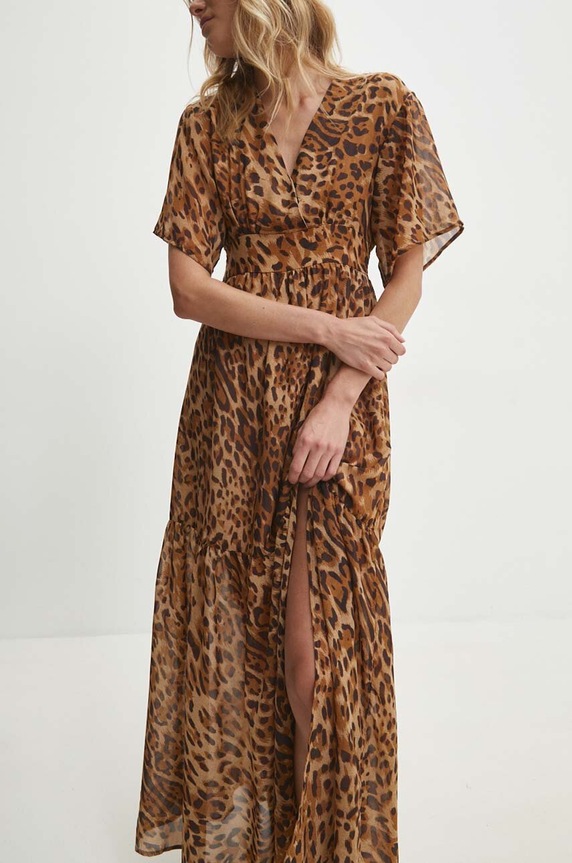 Φόρεμα Answear.LAB εμπριμέ καφέ 62335.754p.flk
