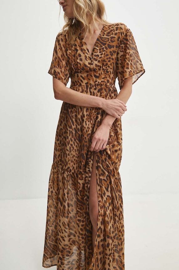 Φόρεμα Answear.LAB εμπριμέ καφέ 62335.754p.flk