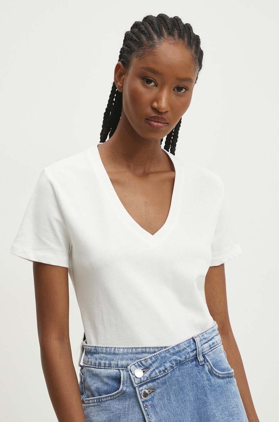 Answear Lab t-shirt bawełniany bawełna biały L5560.HMS