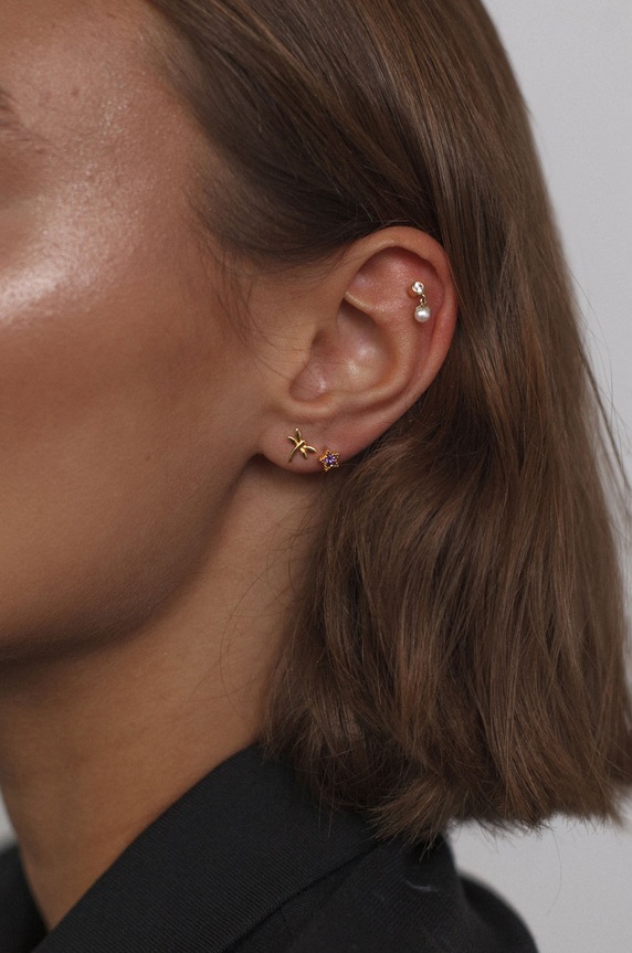 Pozlátená strieborná náušnica ANIA KRUK Piercing Rock It SRUKS0639Z zlatá ZA00