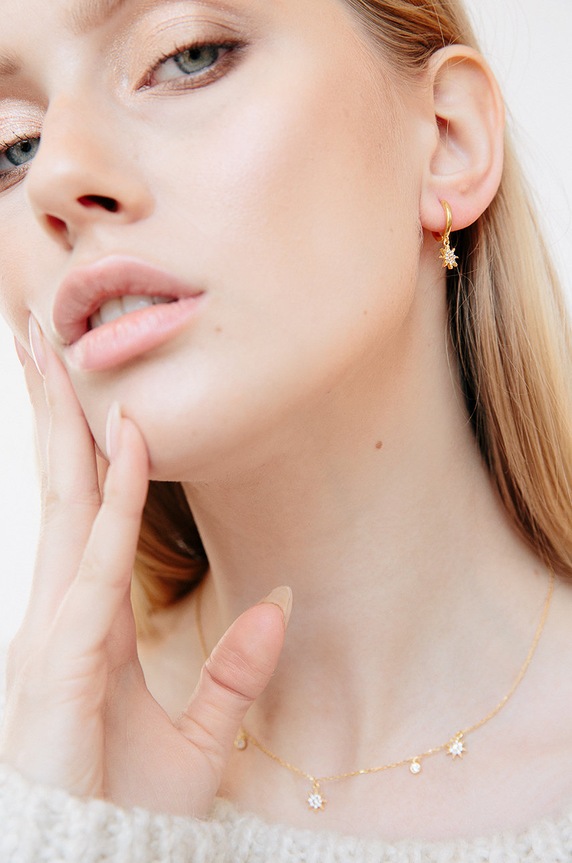 Uhani iz srebra prevlečenega z zlatom ANIA KRUK Sky SYZKS0540Z zlata ZA00