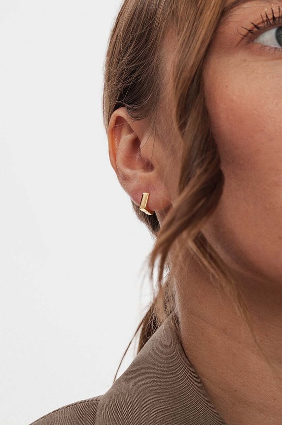 Srebrne naušnice presvučene zlatom ANIA KRUK Rock It zlatna SRUKS0990Z