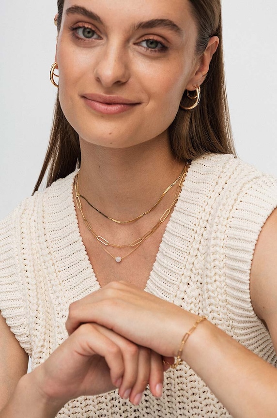 Strieborný pozlátený náhrdelník ANIA KRUK DUO zlatá SAKNN2062Z