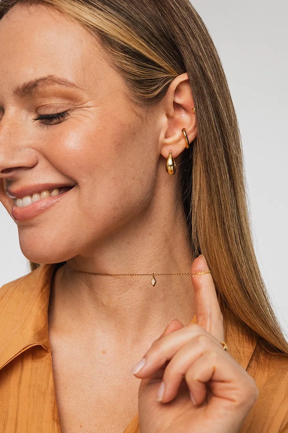 Srebrna ogrlica prevučena zlatom ANIA KRUK DUO SMRNY1359Z zlatna