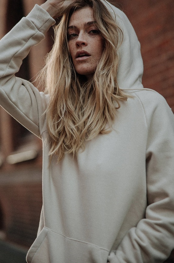 MUUV. pamut melegítőfelső Smooth Cotton pamut bézs bluza.SMOOTH.COTTON