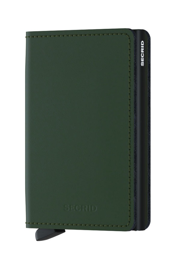 Kožni novčanik Secrid bez uzorka zelena SM.GREEN.BLACK