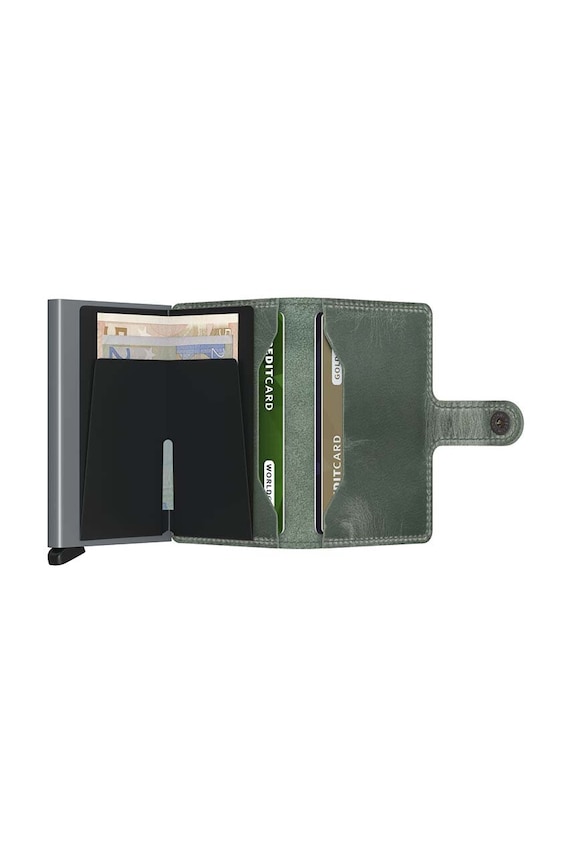 Accesorii Secrid portofel de piele Miniwallet Vintage Sage MV.Vintage.Sage verde