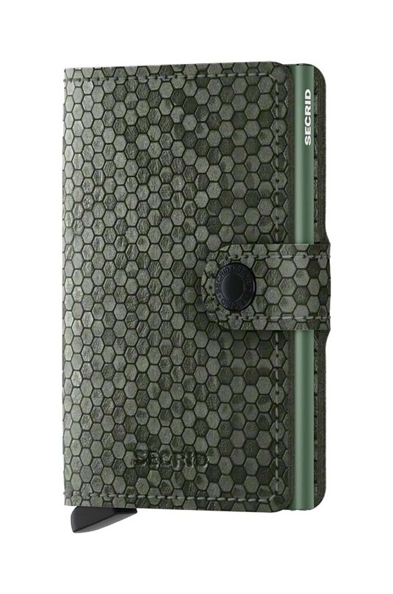 Secrid portfel skórzany Miniwallet Hexagon Green syntetyczny zielony MHe.Green