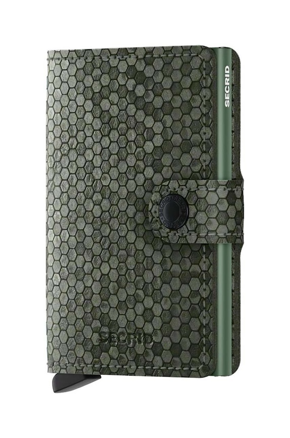 Secrid portfel skórzany Miniwallet Hexagon Green syntetyczny zielony MHe.Green