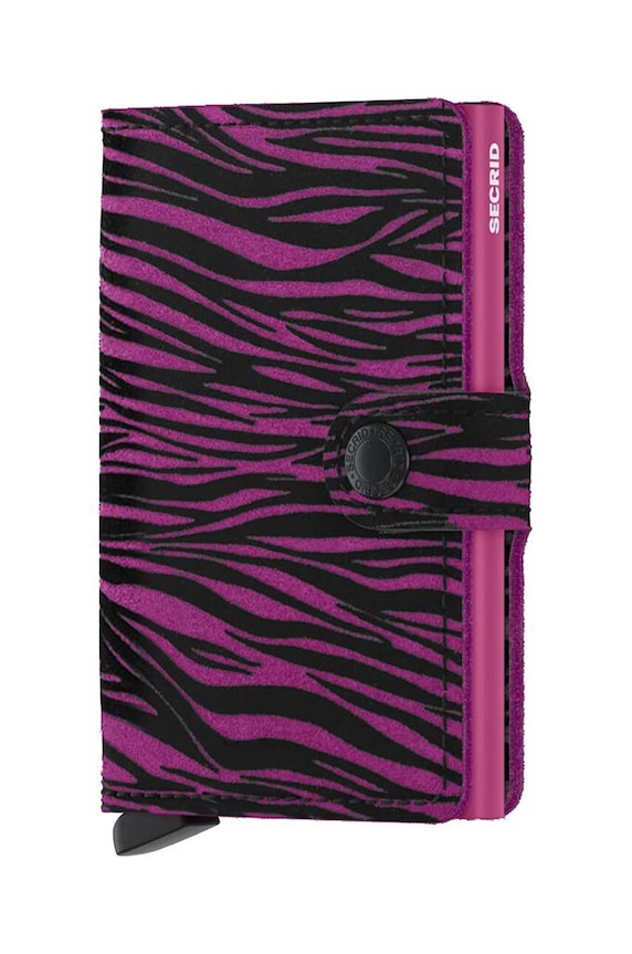 Secrid portfel skórzany Miniwallet Zebra Fuchsia wzorzyste różowy MZe.Fuchsia