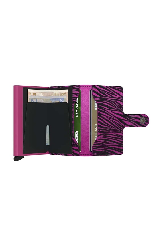 Akcesoria Secrid portfel skórzany Miniwallet Zebra Fuchsia MZe.Fuchsia różowy