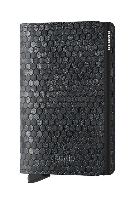 Secrid portfel skórzany Slimwallet Hexagon Black syntetyczny czarny SHe.Black