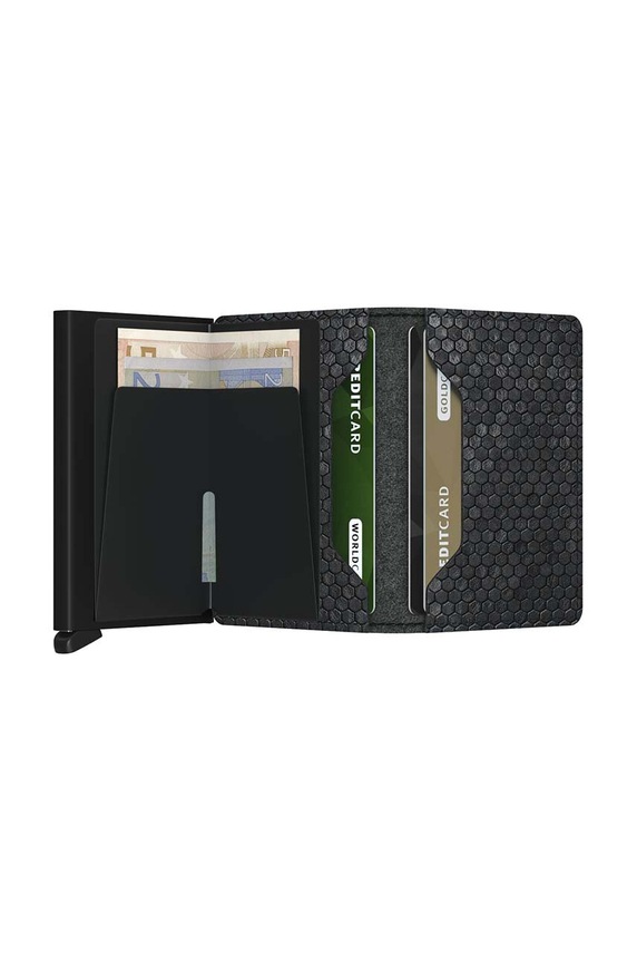 Akcesoria Secrid portfel skórzany Slimwallet Hexagon Black SHe.Black czarny