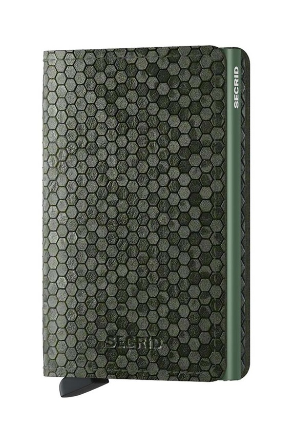 Secrid portfel skórzany Slimwallet Hexagon Green syntetyczny zielony SHe.Green