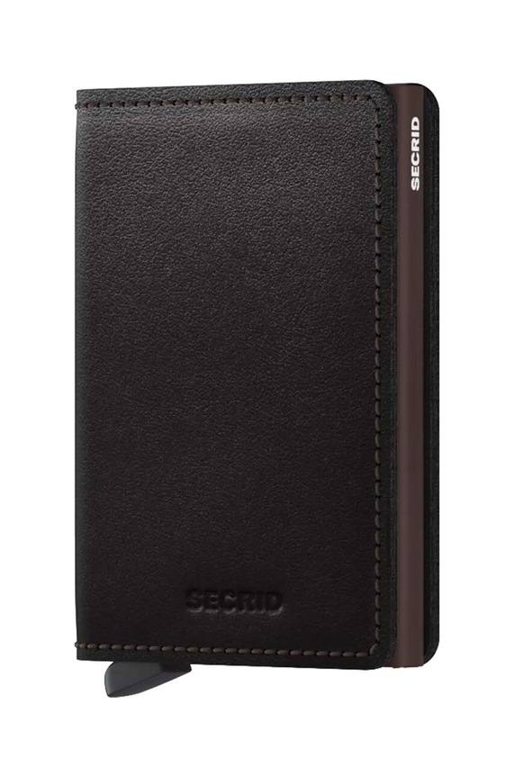 Secrid leather wallet Slimwallet Origina plain black SO.BLACK.BROWN