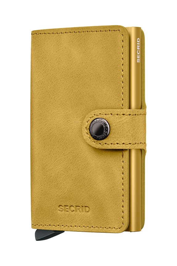 Kožni novčanik Secrid bez uzorka zlatna MV.Yellow