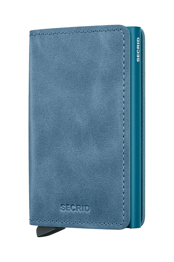 Kožni novčanik Secrid bez uzorka plava SV.Teal