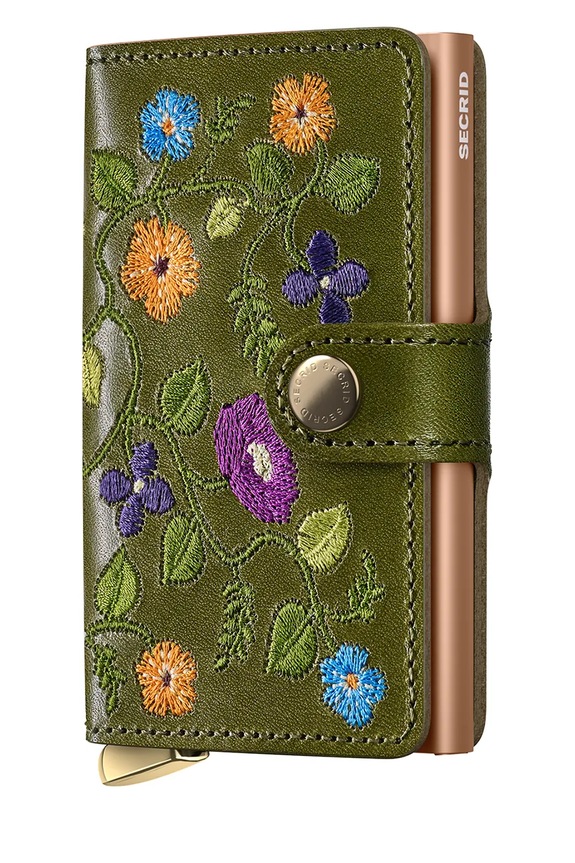 Kožená peňaženka Secrid STITCH FLORAL usňová koža zelená MSt.Stitch.Floral