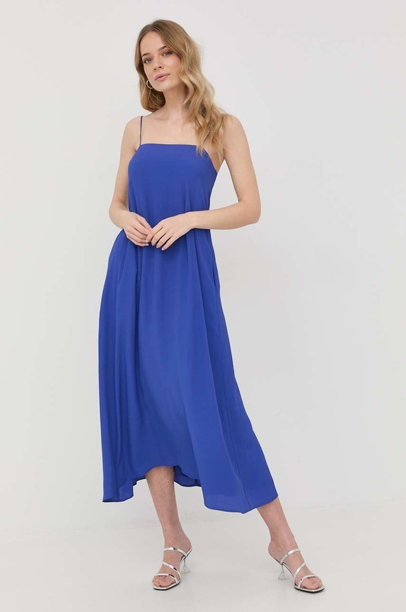 Liviana Conti rochie din amestec de matase L2ST20 albastru ZS22