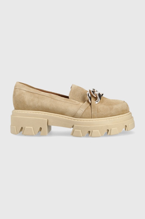 Δερμάτινα μοκασίνια Charles Footwear Mey ίσια πλατφόρμα μπεζ Mey.Loafer