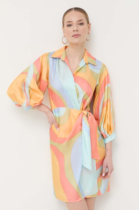 Beatrice B rochie de matase mini multicolor 23FE6040SHADES