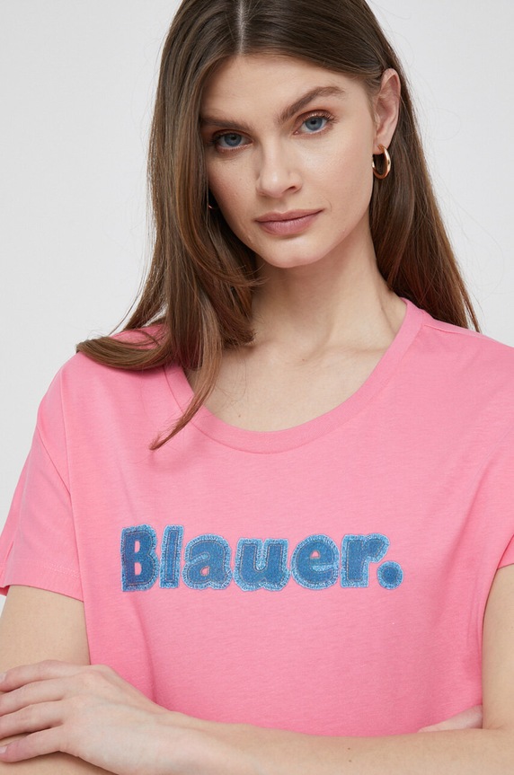 Blauer t-shirt in cotone rosa BLDH02280