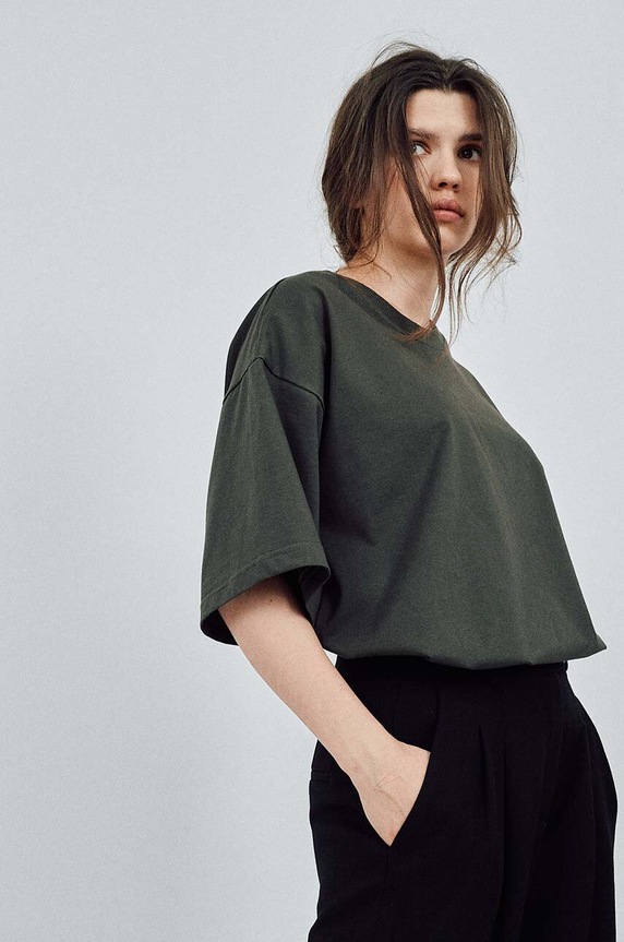 MUUV. t-shirt in cotone READY TO WEAR rilassato verde tshirt.READYTOWEAR
