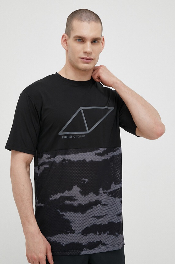 Protest tricou de ciclism Prtmaslow cu modele negru 1737300