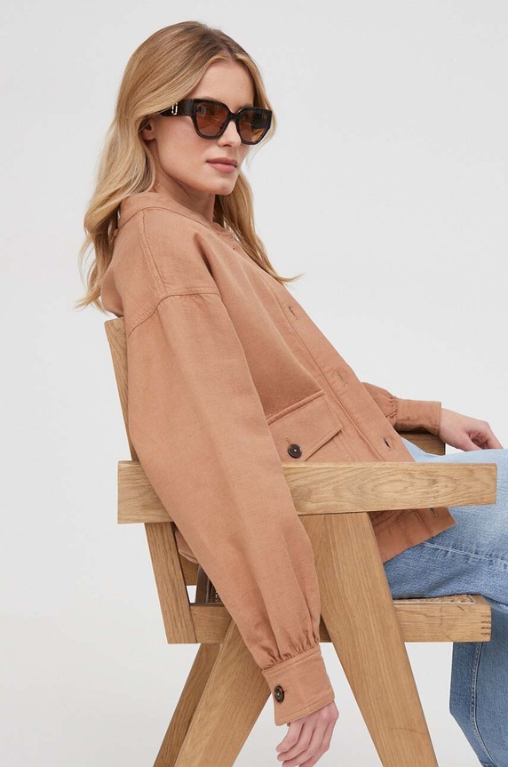 Mos Mosh kurtka z domieszką lnu nieocieplane brązowy 159940