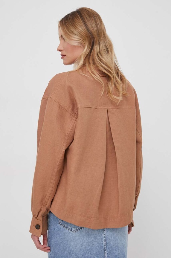 Odzież Mos Mosh kurtka z domieszką lnu 159940 brązowy