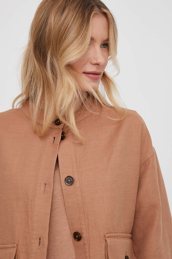 Mos Mosh kurtka z domieszką lnu 159940 brązowy