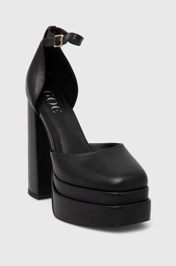 GOE czółenka skórzane słupek czarny NN2N4264.W2