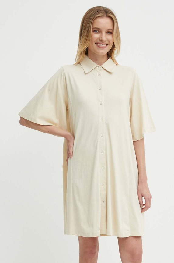 Bomboogie rochie din bumbac fixat bej AW8488TJOR4