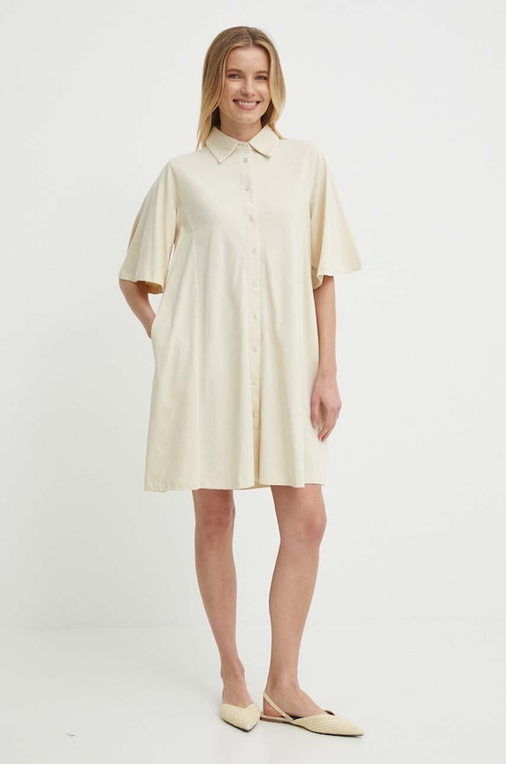 Bomboogie rochie din bumbac AW8488TJOR4 bej ZS24