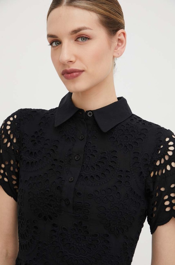 Pamučna haljina Silvian Heach crna GPP24431VE