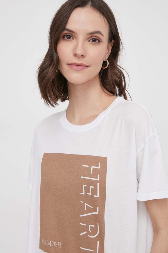 Mos Mosh t-shirt bawełniany nadruk beżowy 160840